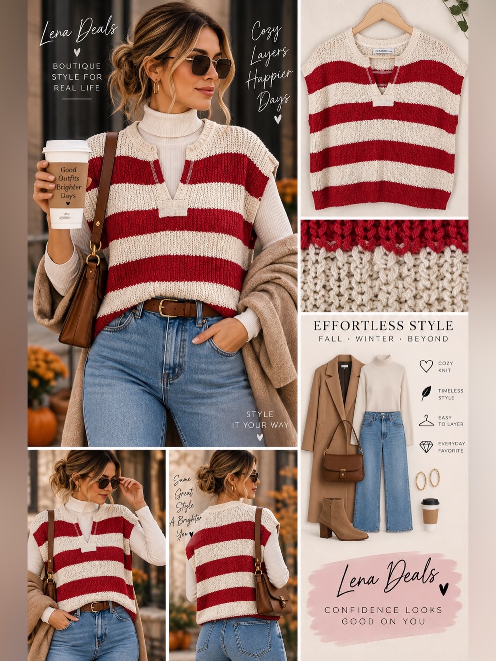 Zenana Outfitters Knit Sailor Striped Sweater Top Ruby Pullover Mix Sizes